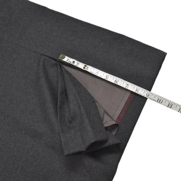 Vintage Allure Wool Grey  Midi Skirt Pencil Front Slit Size Medium - Picture 10 of 10